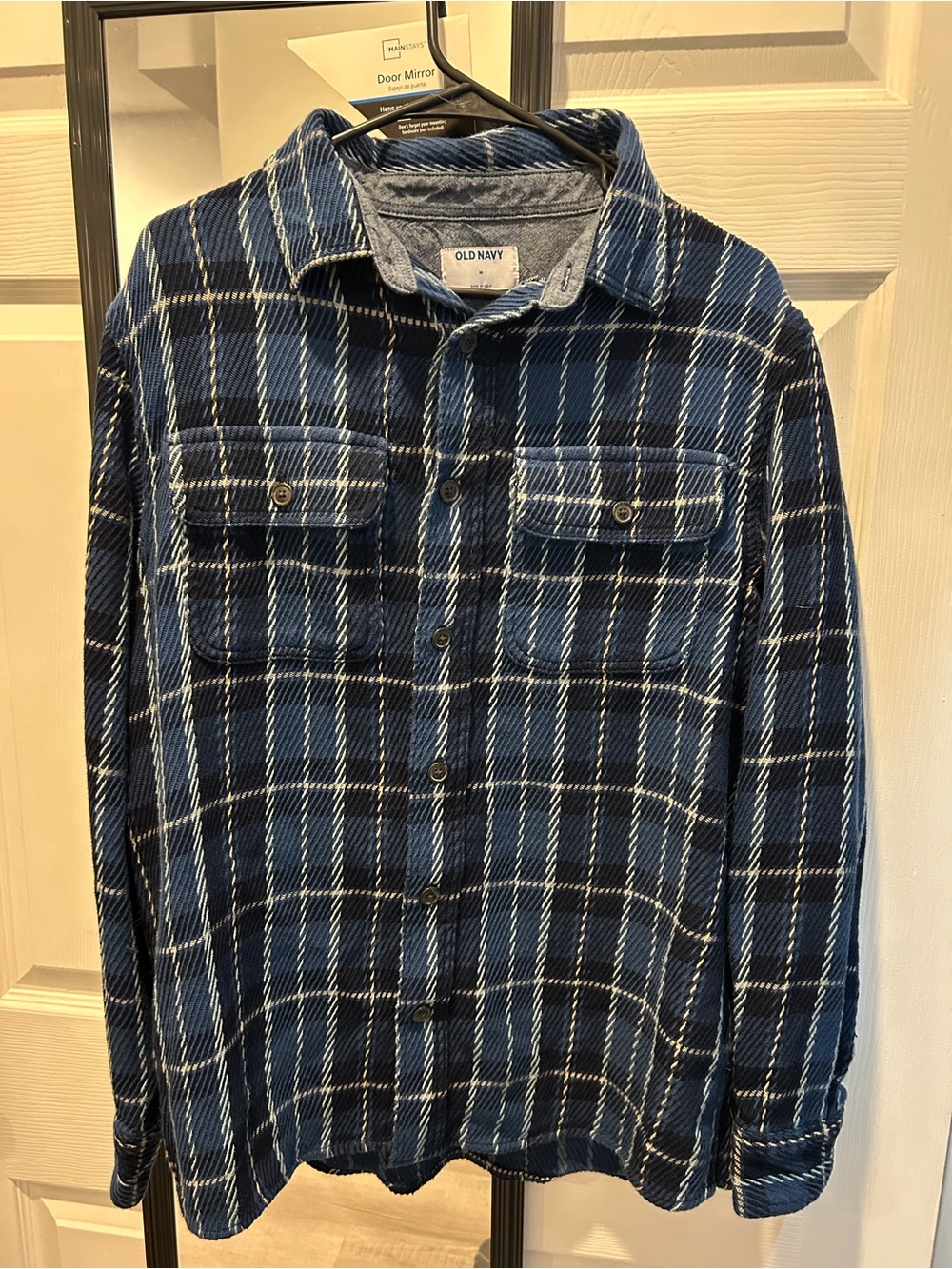 Old Navy Navy and White Plaid Button-Down Shirt